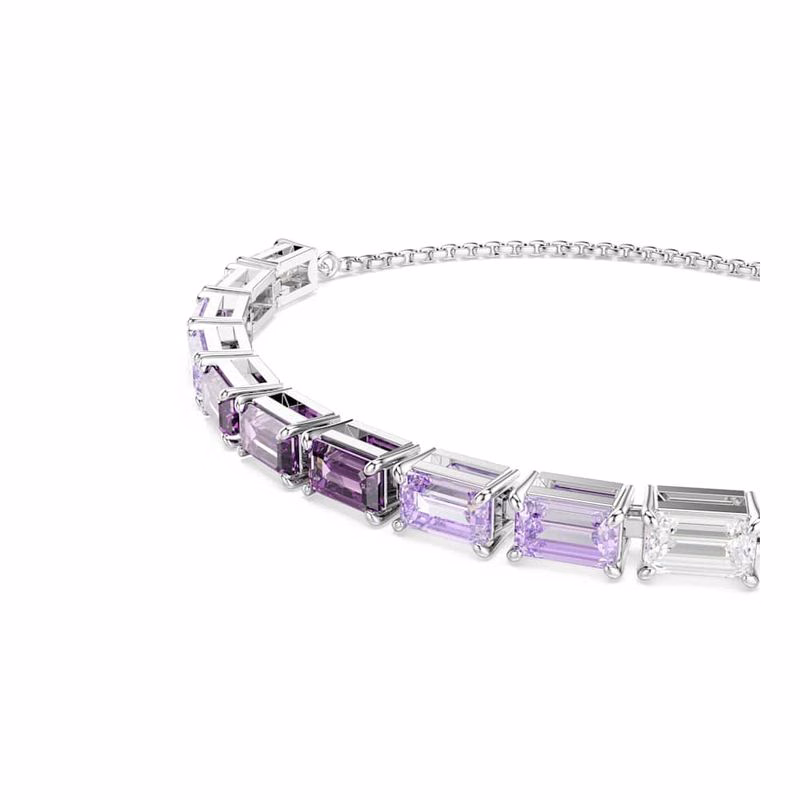 Matrix-Armband, Baguetteschliff, Lila, rhodiniert