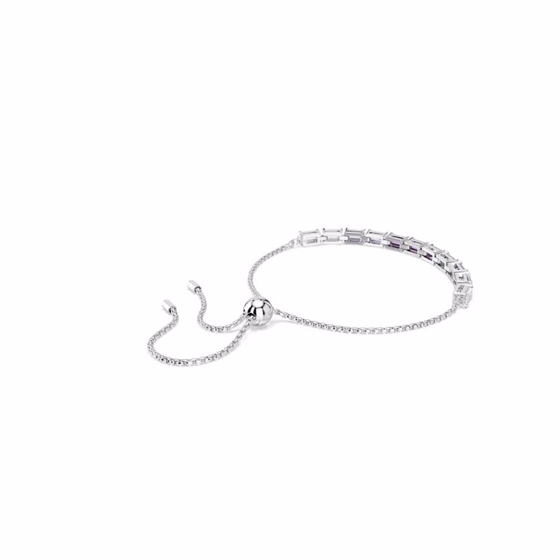 Matrix-Armband, Baguetteschliff, Lila, rhodiniert