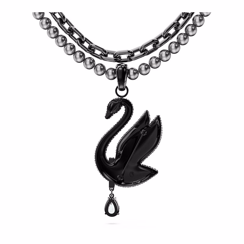 Swarovski Schwanen-Choker, Schwarz, Ruthenium-Beschichtung
