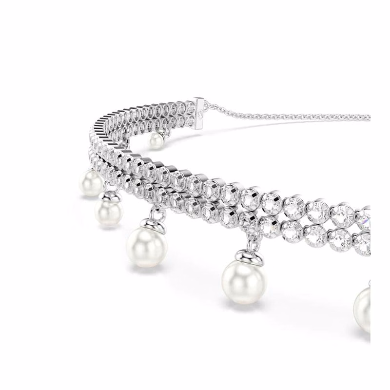 Ariana Grande X Swarovski Choker, Kristallperle, Rundschliff, Weiß, Rhodium-plattiert
