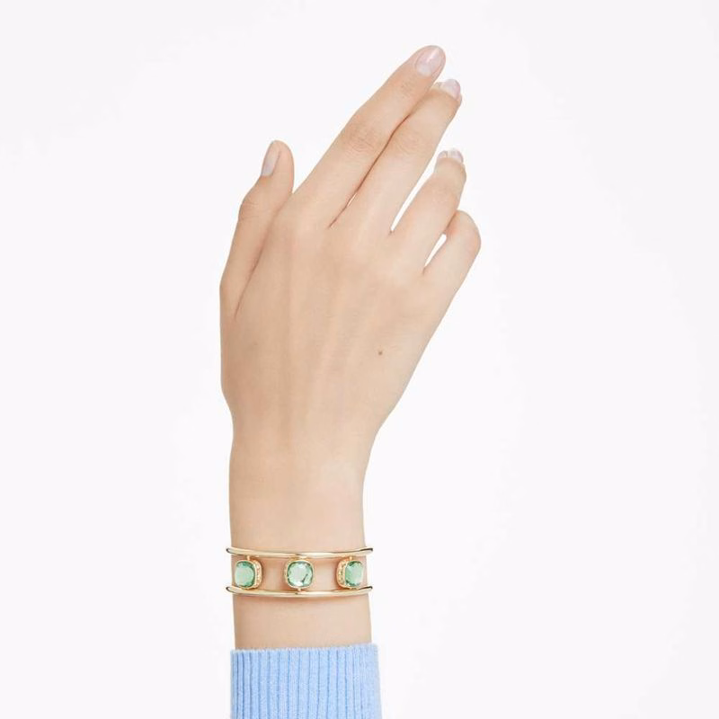 Chroma-Armband, Kissenschliff, Grün, goldfarben plattiert