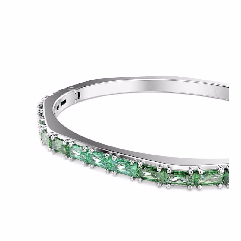 Matrix-Armband, Baguetteschliff, Grün, rhodiniert