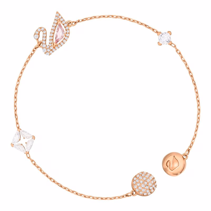 Funkelndes Schwanenarmband, mehrfarbig, roségoldfarben plattiert