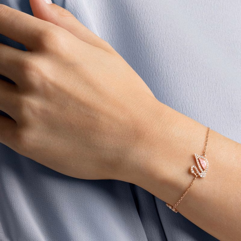 Funkelndes Schwanenarmband, mehrfarbig, roségoldfarben plattiert