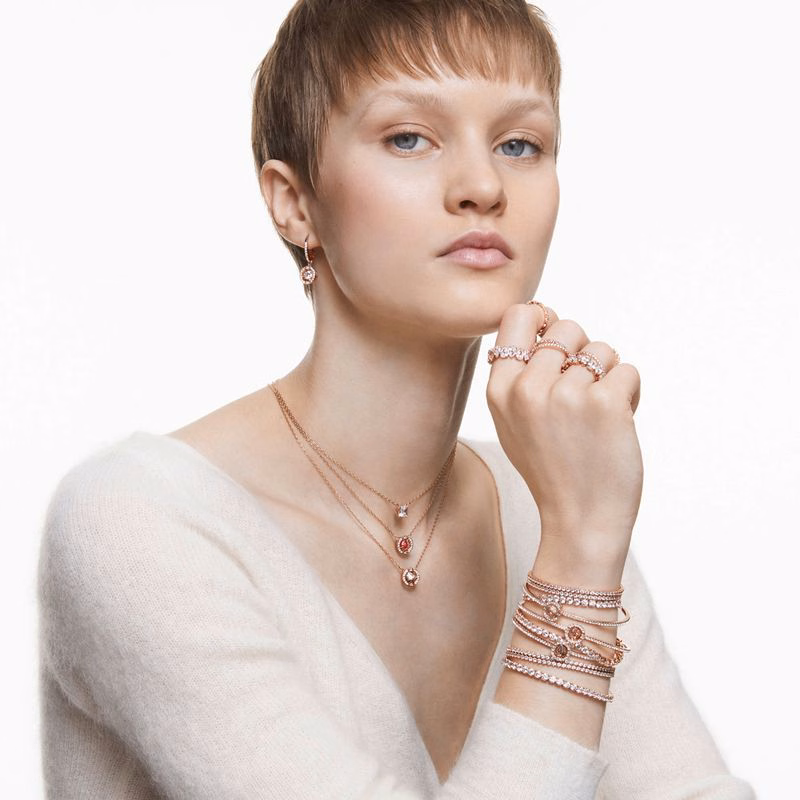 Swarovski Sparkling Dance Ohrringe, Weiß, Roségold-plattiert