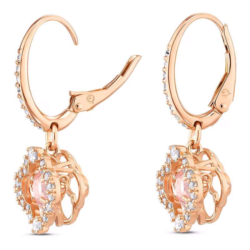Swarovski Ohrringe „Sparkling Dance Clover“, Rosa, Roségold-plattiert