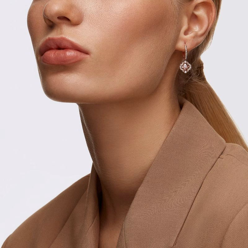 Swarovski Ohrringe „Sparkling Dance Clover“, Rosa, Roségold-plattiert