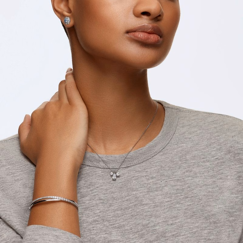 Armband mit gedrehten Reihen, Weiß, Rhodium-plattiert