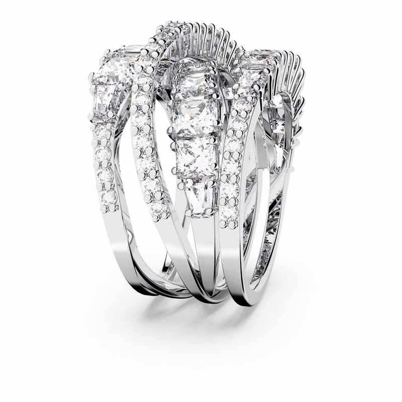 Gedrehter Wickelring, Weiß, Rhodium-plattiert