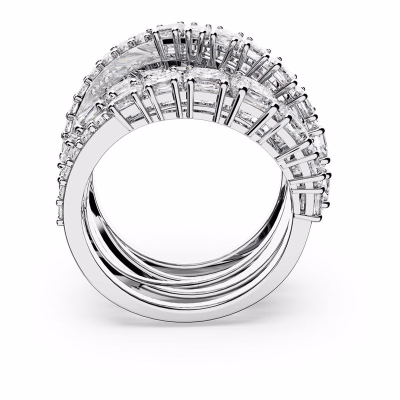 Gedrehter Wickelring, Weiß, Rhodium-plattiert