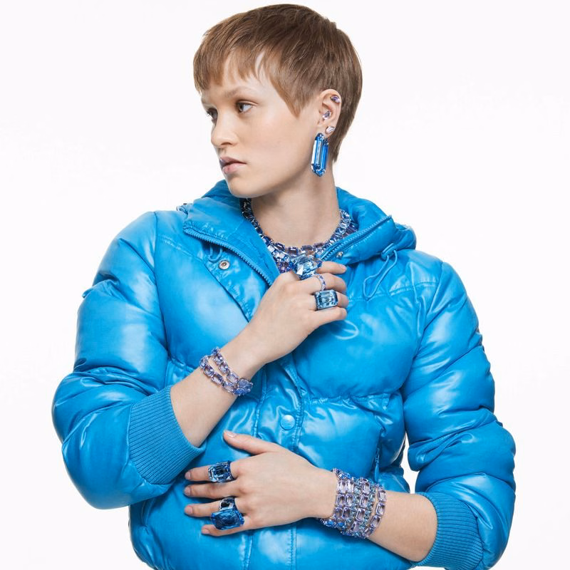 Lucent Cocktailring, achteckiger Schliff, Blau