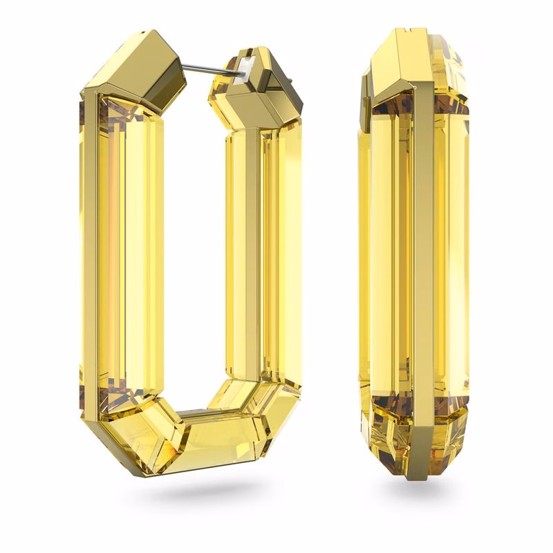 Leuchtende Creolen, Gelb, Rhodium-plattiert