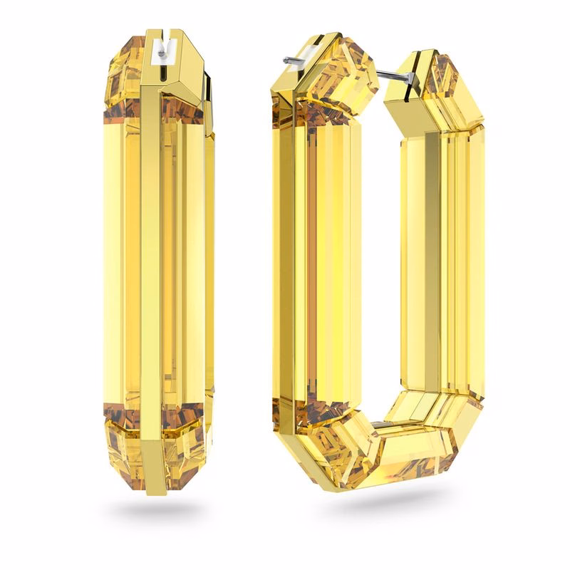 Leuchtende Creolen, Gelb, Rhodium-plattiert