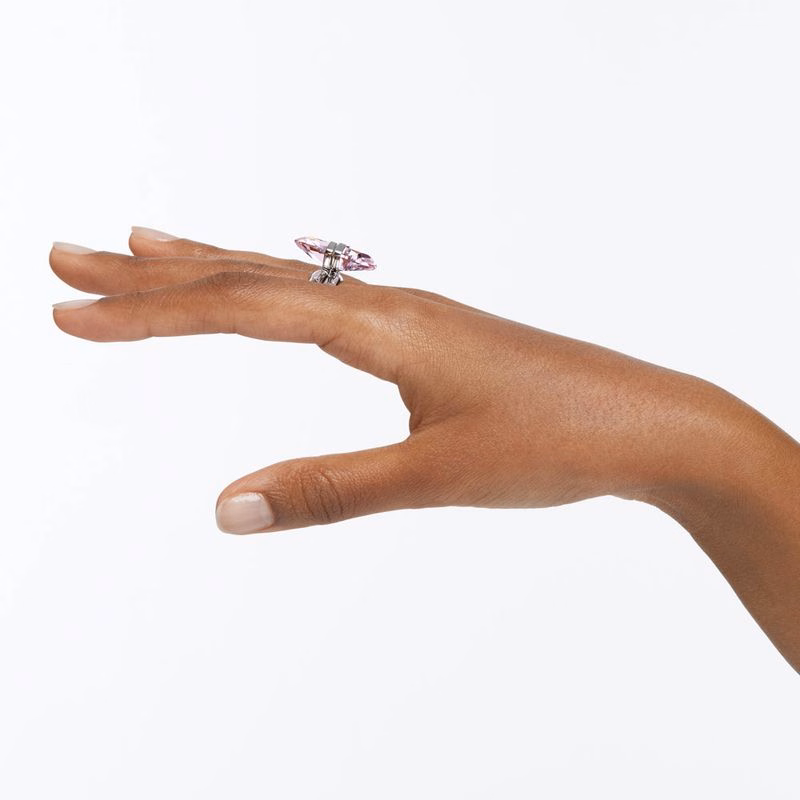 Durchscheinender Ring, magnetisch, rosa, rhodiniert