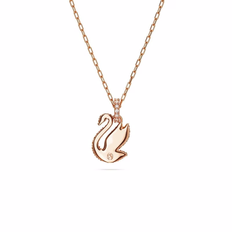 Swarovski Anhänger „Iconic Swan“, klein, weiß, roségoldfarben plattiert