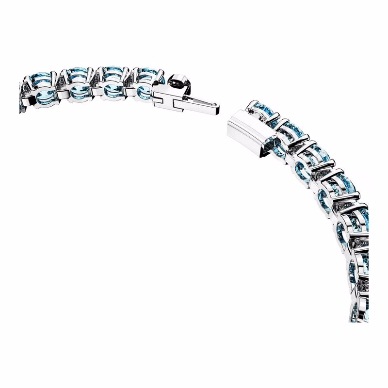Matrix Tennisarmband, runder Schliff, mittelgroß, blau, rhodiniert