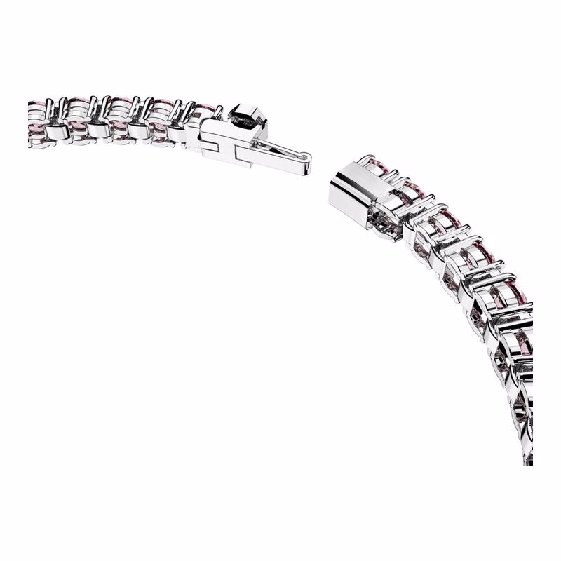 Matrix Tennisarmband, runder Schliff, klein, rosa, rhodiniert