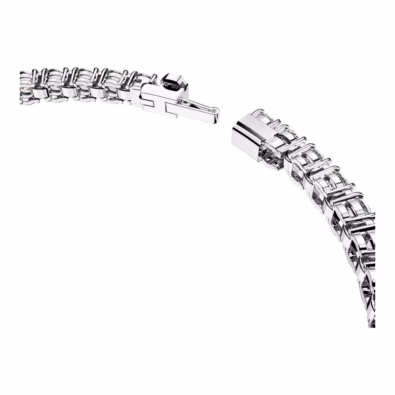 Matrix Tennisarmband, runder Schliff, klein, weiß, rhodiniert
