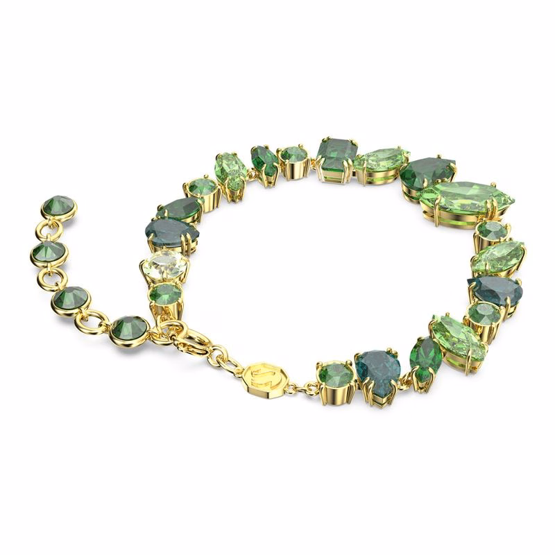 Edelsteinarmband, verschiedene Größen, Grün, goldfarben plattiert