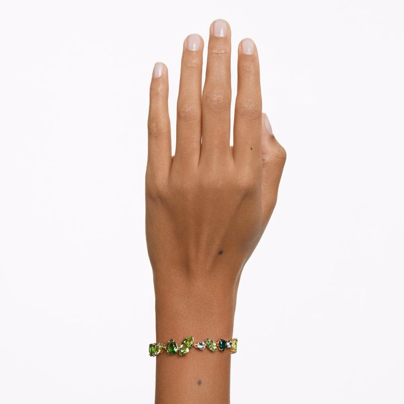Edelsteinarmband, verschiedene Größen, Grün, goldfarben plattiert