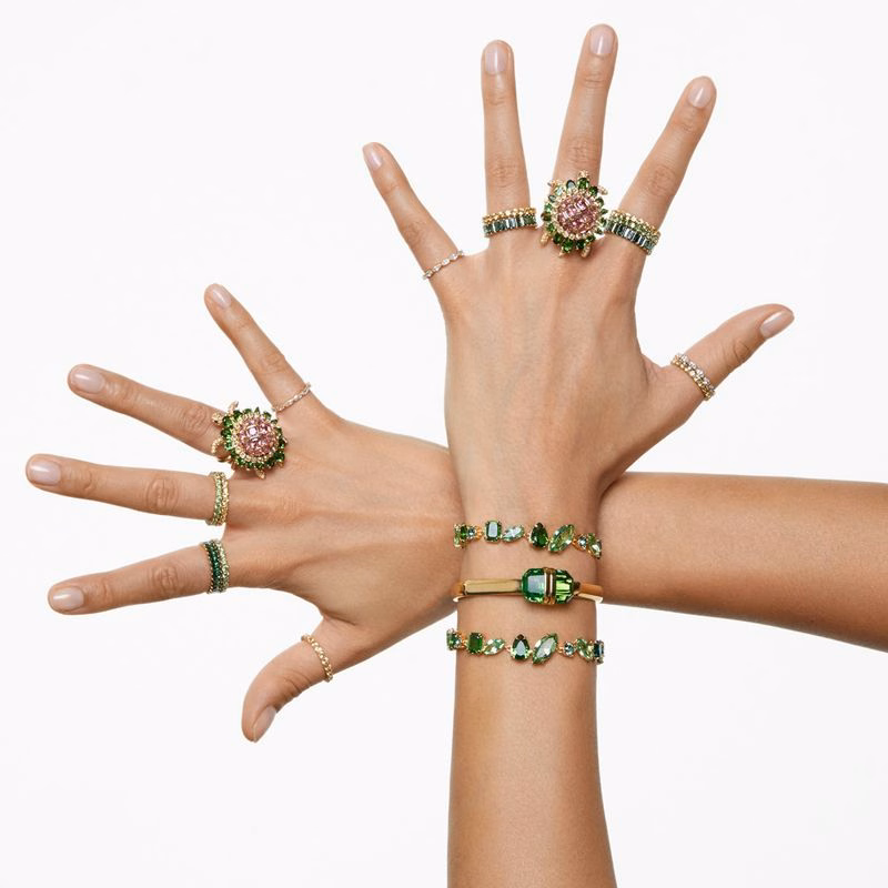 Edelsteinarmband, verschiedene Größen, Grün, goldfarben plattiert