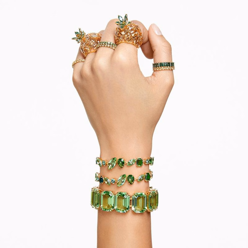 Edelsteinarmband, verschiedene Größen, Grün, goldfarben plattiert