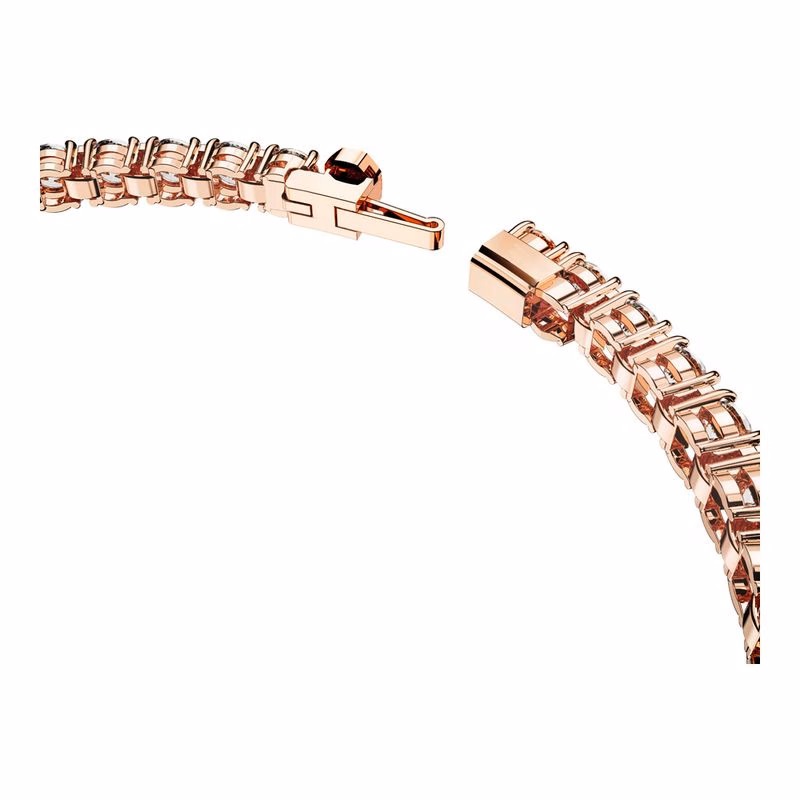 Matrix Tennisarmband, runder Schliff, klein, weiß, roségoldfarben plattiert