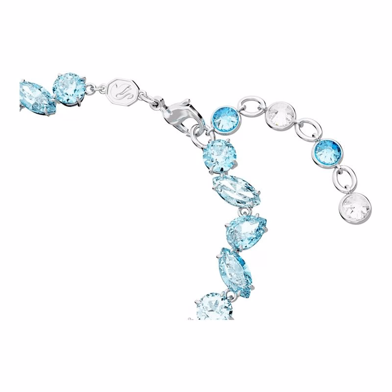 Edelsteinarmband, verschiedene Größen, blau, rhodiniert