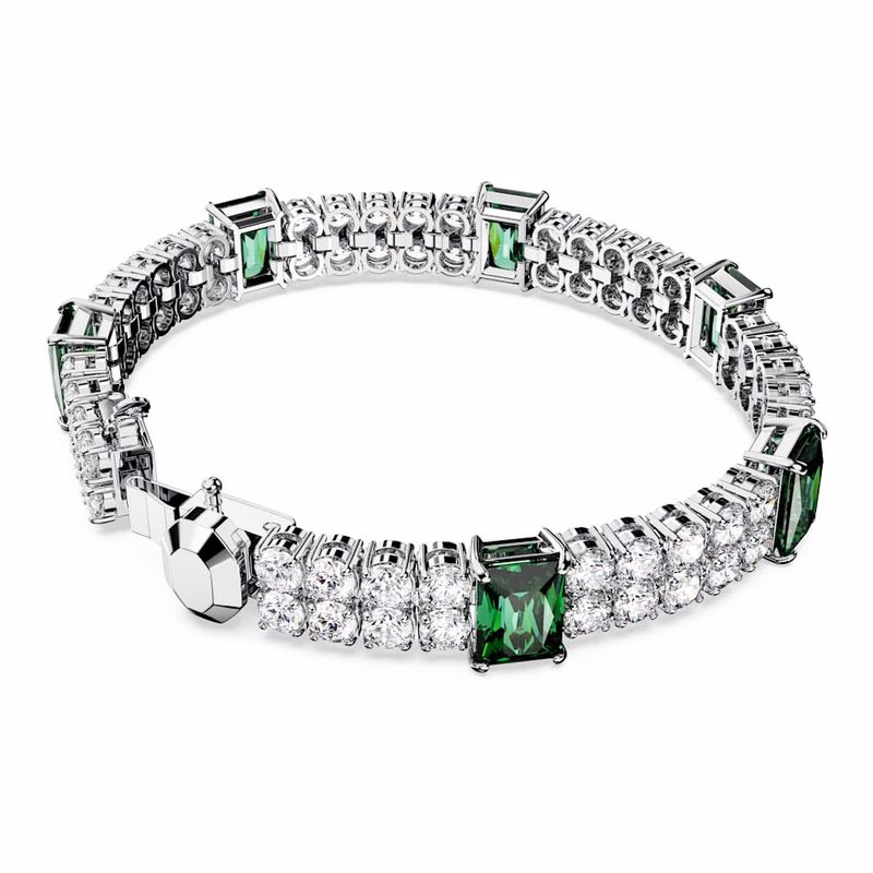 Matrix Tennisarmband, verschiedene Größen, Grün, Rhodium-Beschichtung