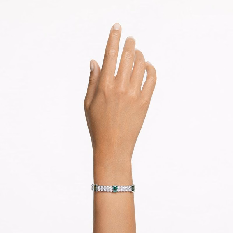 Matrix Tennisarmband, verschiedene Größen, Grün, Rhodium-Beschichtung