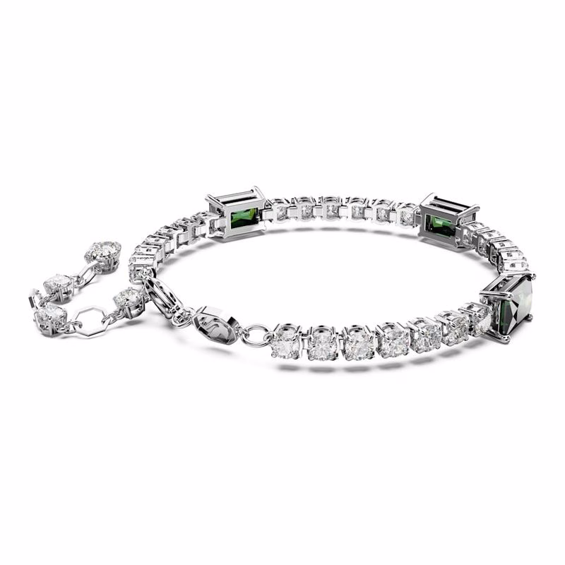 Matrix Tennisarmband, verschiedene Größen, Grün, rhodiniert