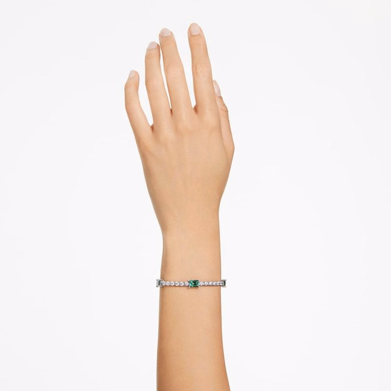 Matrix Tennisarmband, verschiedene Größen, Grün, rhodiniert
