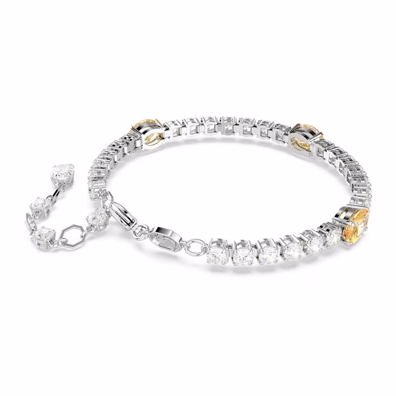 Matrix Tennisarmband, verschiedene Größen, Gelb, Rhodium-Beschichtung