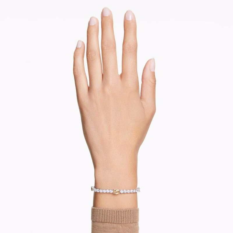 Matrix Tennisarmband, verschiedene Größen, Gelb, Rhodium-Beschichtung
