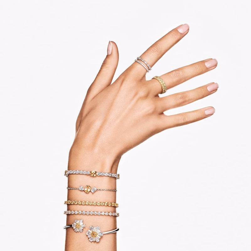 Matrix Tennisarmband, verschiedene Größen, Gelb, Rhodium-Beschichtung
