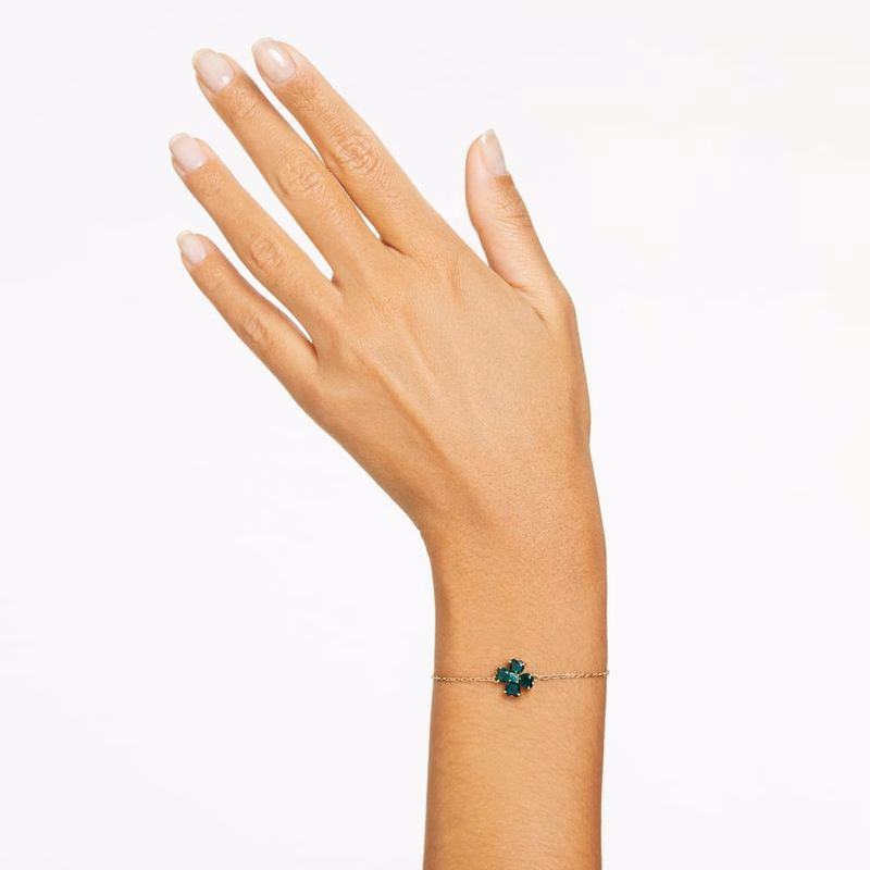 Idyllia-Armband, verschiedene Größen, Kleeblatt, Grün, goldfarben plattiert