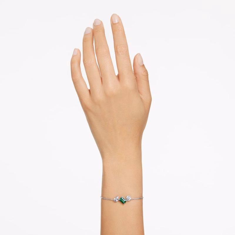 Mesmera-Armband, verschiedene Größen, Grün, rhodiniert