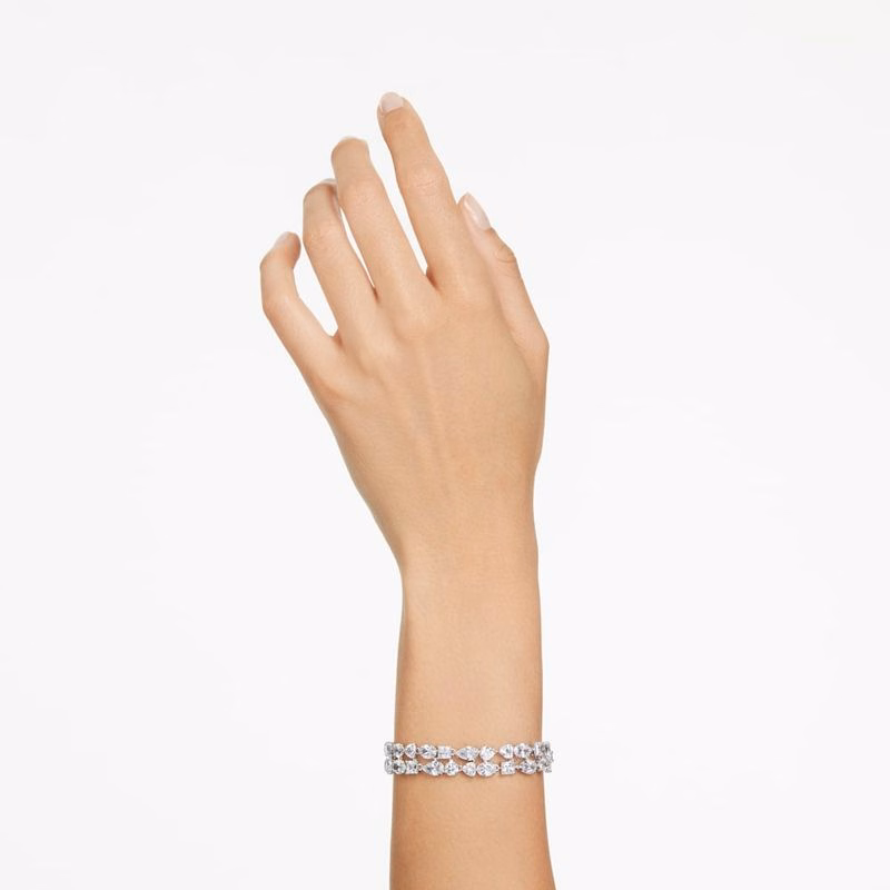 Mesmera-Armband, verschiedene Größen, Weiß, rhodiniert