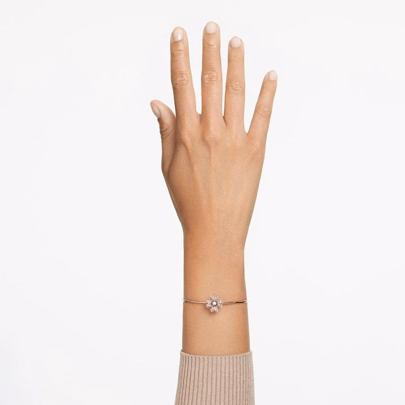 Idyllia-Armband, Kleeblatt, Weiß, Roségold-Tönung
