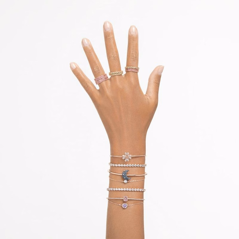 Idyllia-Armband, Kleeblatt, Weiß, Roségold-Tönung