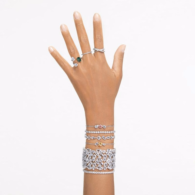 Mesmera-Armband, verschiedene Größen, Weiß, rhodiniert