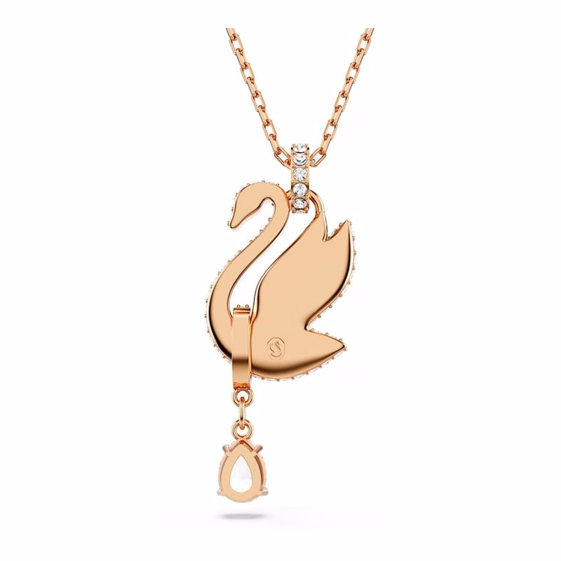 Swarovski Anhänger „Iconic Swan“, Schwarz, Roségold-plattiert