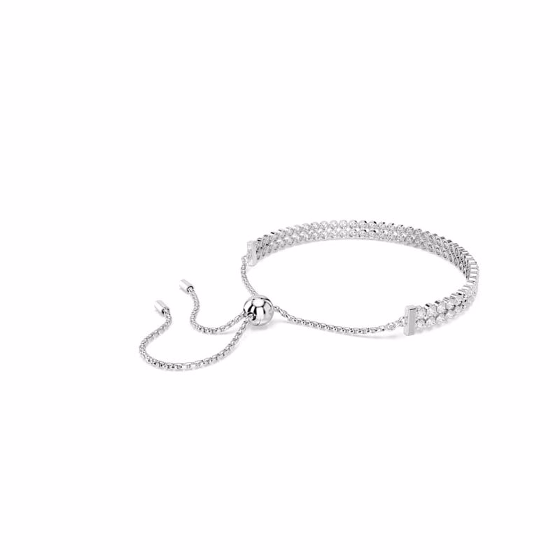 Matrix Tennisarmband, runder Schliff, weiß, rhodiniert