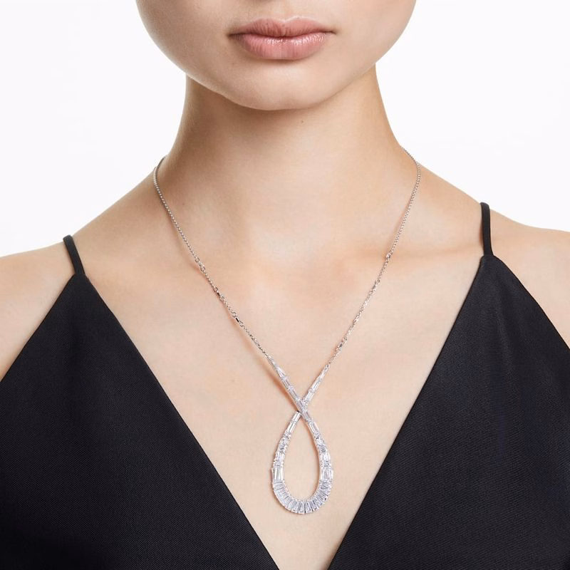 Hyperbel-Anhänger, verschiedene Größen, Unendlichkeitssymbol, Weiß, Rhodium-Beschichtung
