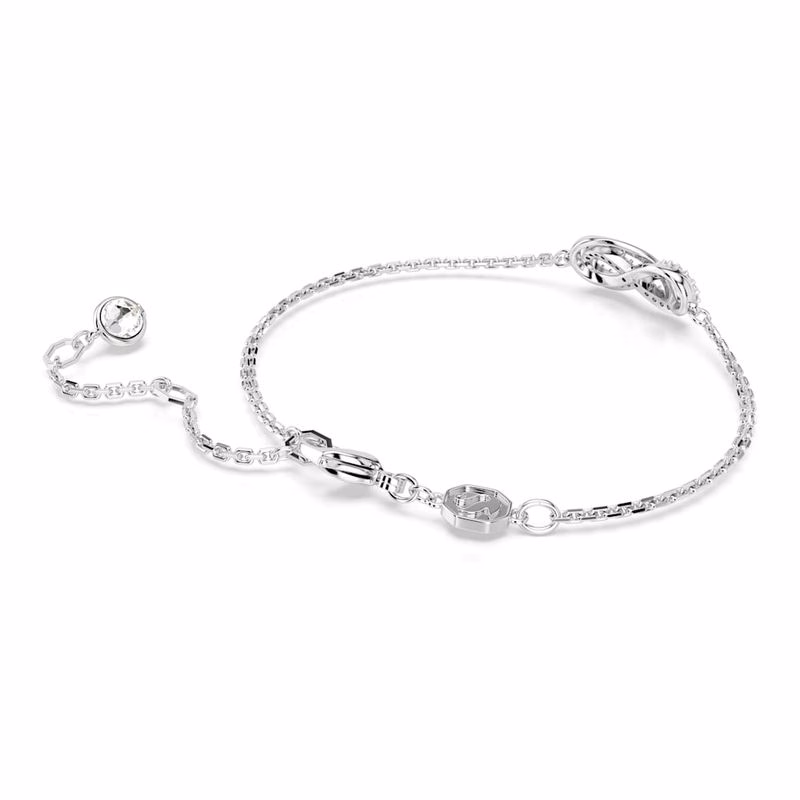 Hyperbola-Armband, Unendlichkeitssymbol, Weiß, Rhodium-Beschichtung