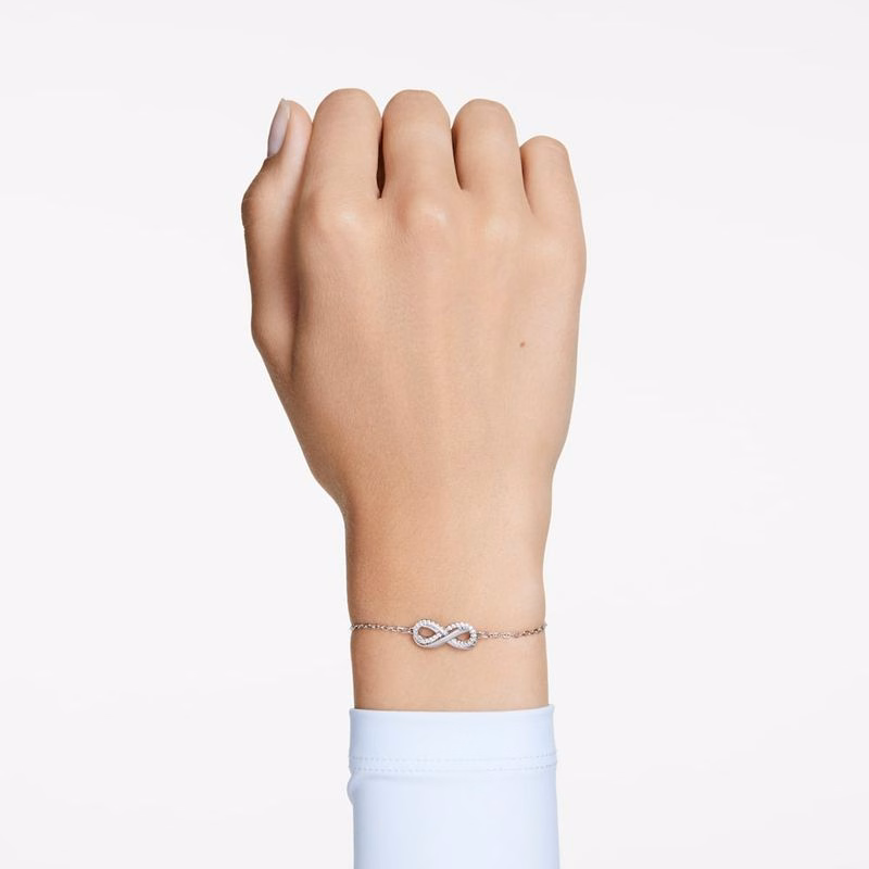 Hyperbola-Armband, Unendlichkeitssymbol, Weiß, Rhodium-Beschichtung