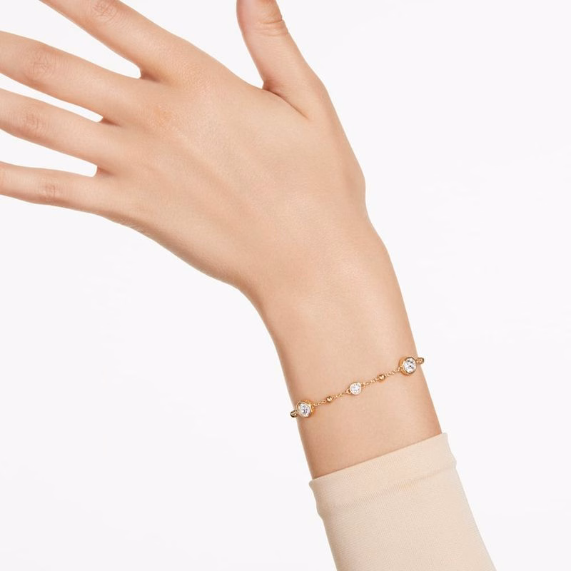 Bernsteinarmband, runder Schliff, weiß, goldfarbene Beschichtung