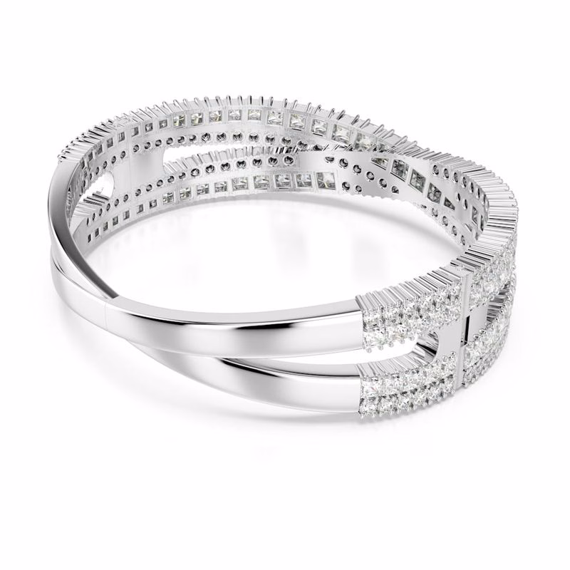 Hyperbola-Armband, Unendlichkeitssymbol, Weiß, Rhodium-Beschichtung