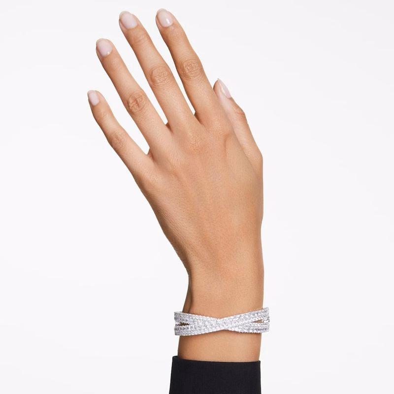 Hyperbola-Armband, Unendlichkeitssymbol, Weiß, Rhodium-Beschichtung