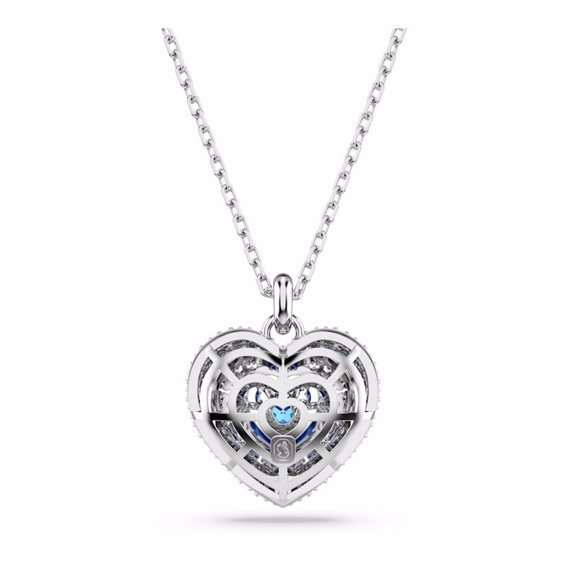 Hyperbel-Anhänger, Herz, Blau, Rhodium-Beschichtung